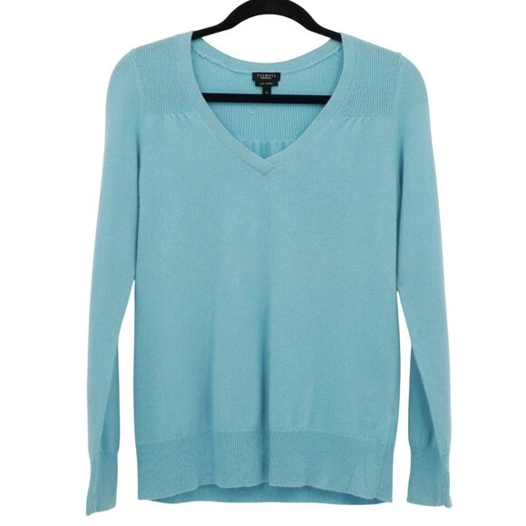 Talbots Pure Cashmere Sweater Womens M Blue Preppy Feminine Elegant Collegiate - Picture 1 of 15